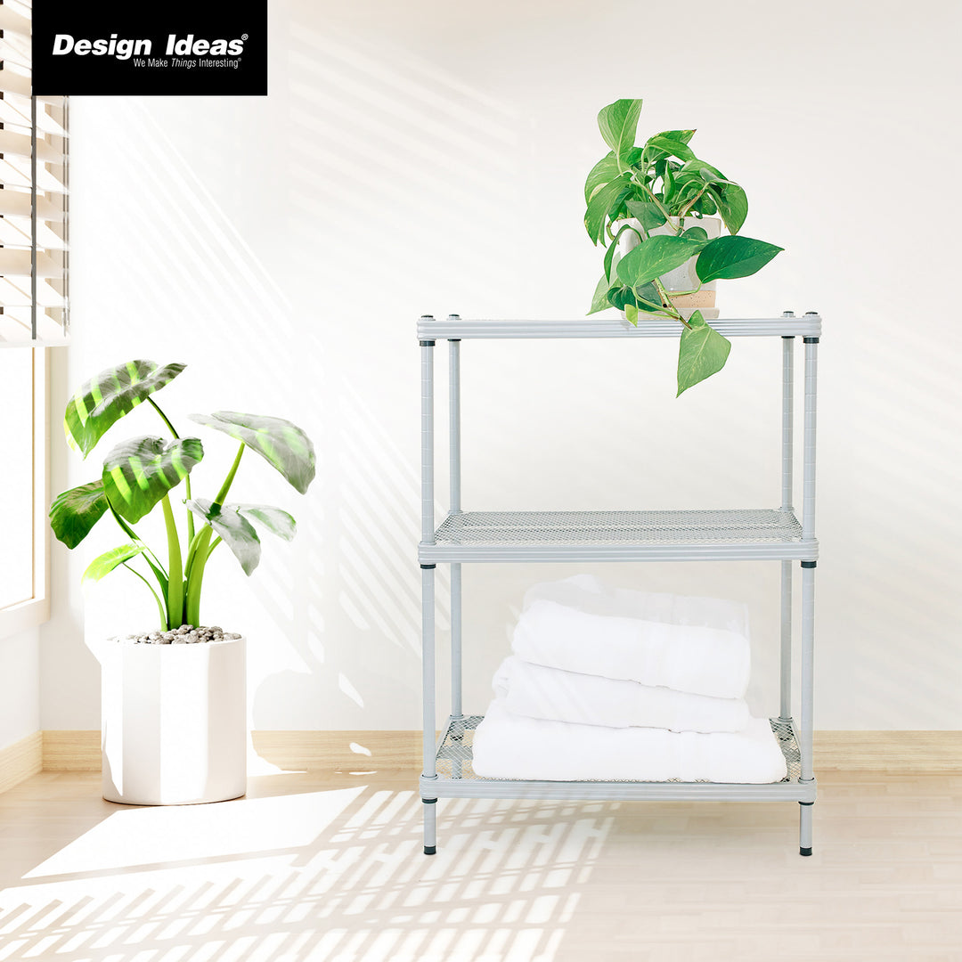 Design Ideas 3 Tier Full-Size Metal Storage Shelving Unit Rack, Silver(Open Box) - VMInnovations