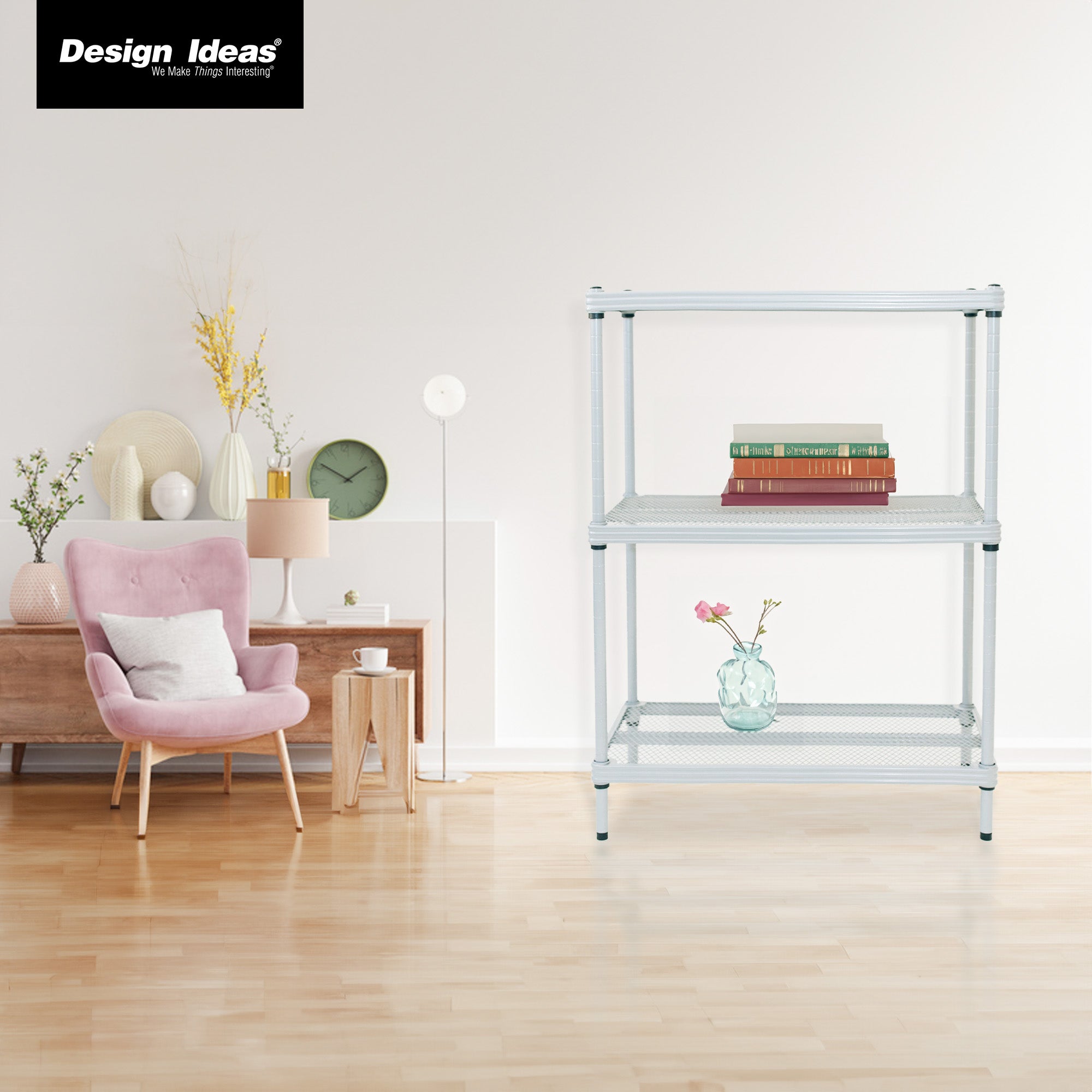 Design Ideas 3 Tier Full-Size Metal Storage Shelving Unit Rack, Silver(Open Box) - VMInnovations