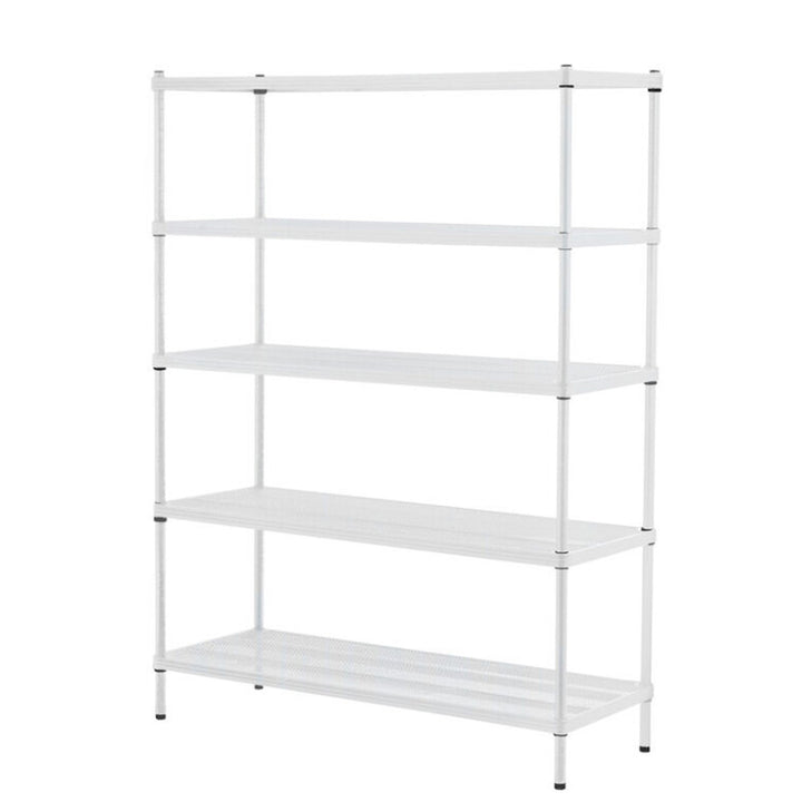 Design Ideas MeshWorks 5 Tier Shelving Unit Rack, Metal Storage Shelves, White