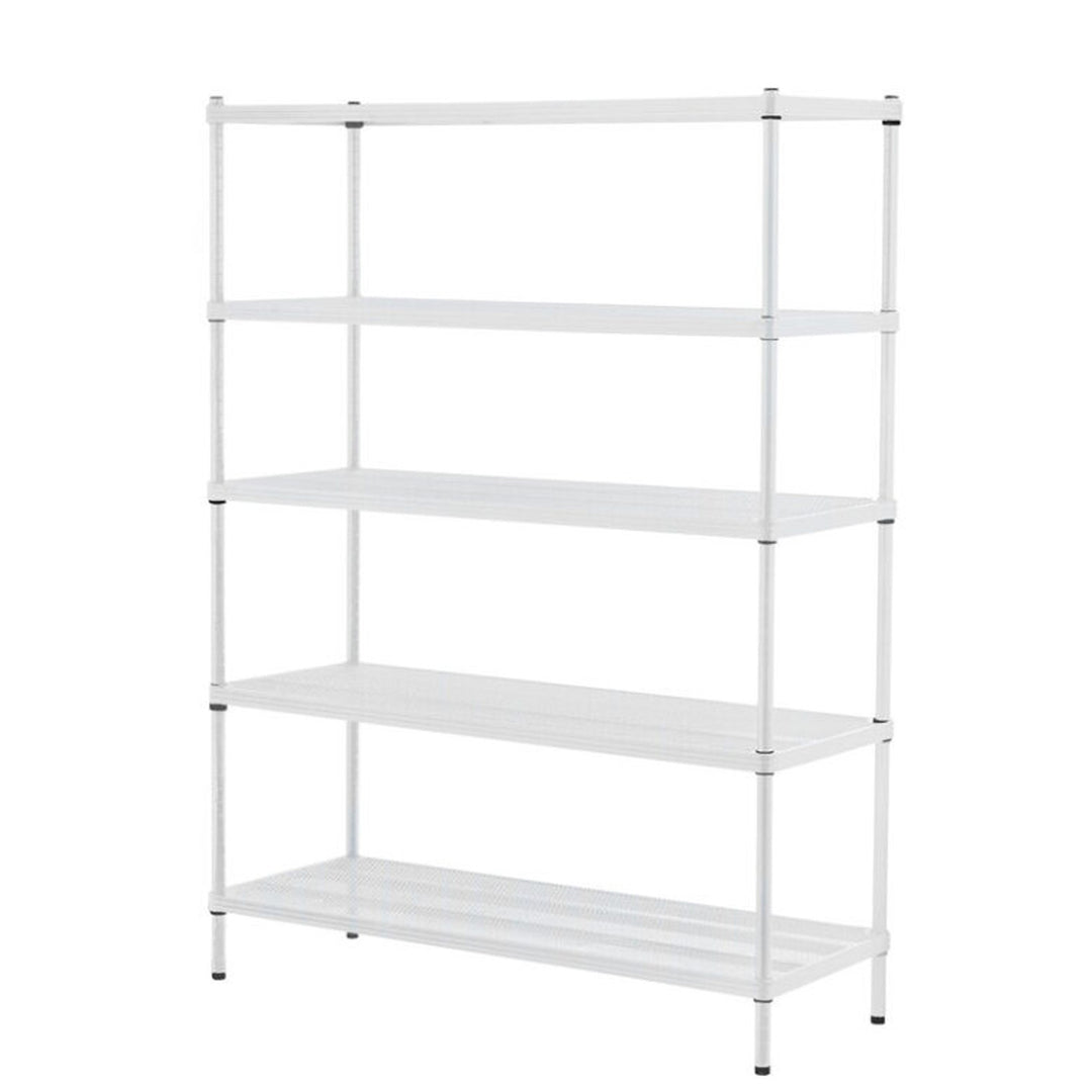 Design Ideas 5 Tier Shelving Unit Rack, Metal Storage Shelves, White (For Parts)