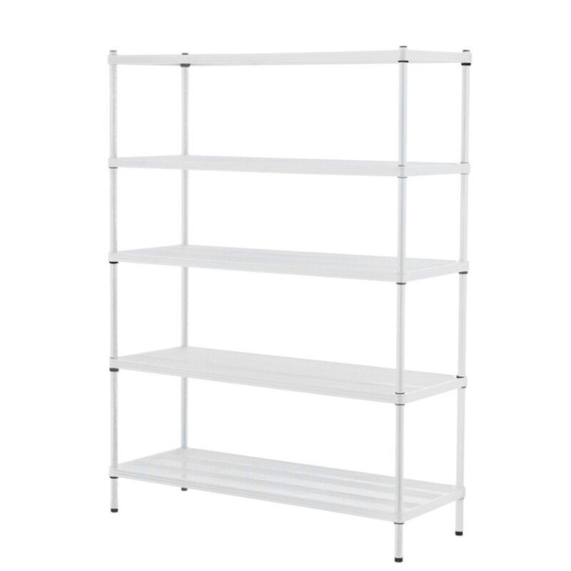 Design Ideas 5 Tier Full-Size Metal Storage Shelving Unit Rack, White (Open Box)