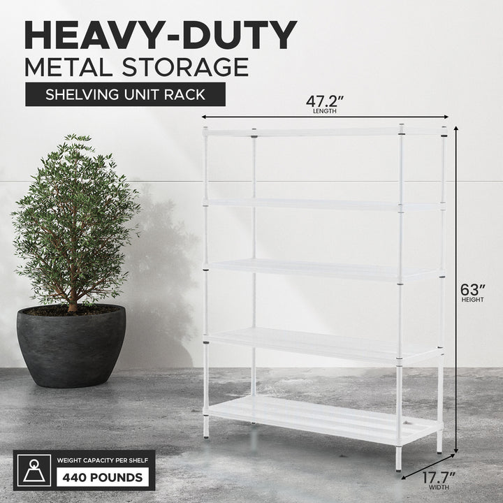 Design Ideas MeshWorks 5 Tier Full-Size Storage Shelving Unit Rack, White (Used)