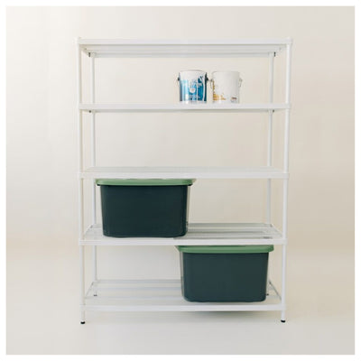 Design Ideas 5 Tier Full-Size Metal Storage Shelving Unit Rack, White (Open Box)