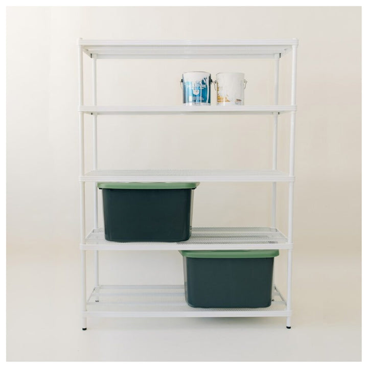 Design Ideas 5 Tier Shelving Unit Rack, Metal Storage Shelves, White (For Parts)