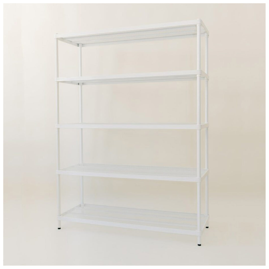 Design Ideas MeshWorks 5 Tier Shelving Unit Rack, Metal Storage Shelves, White