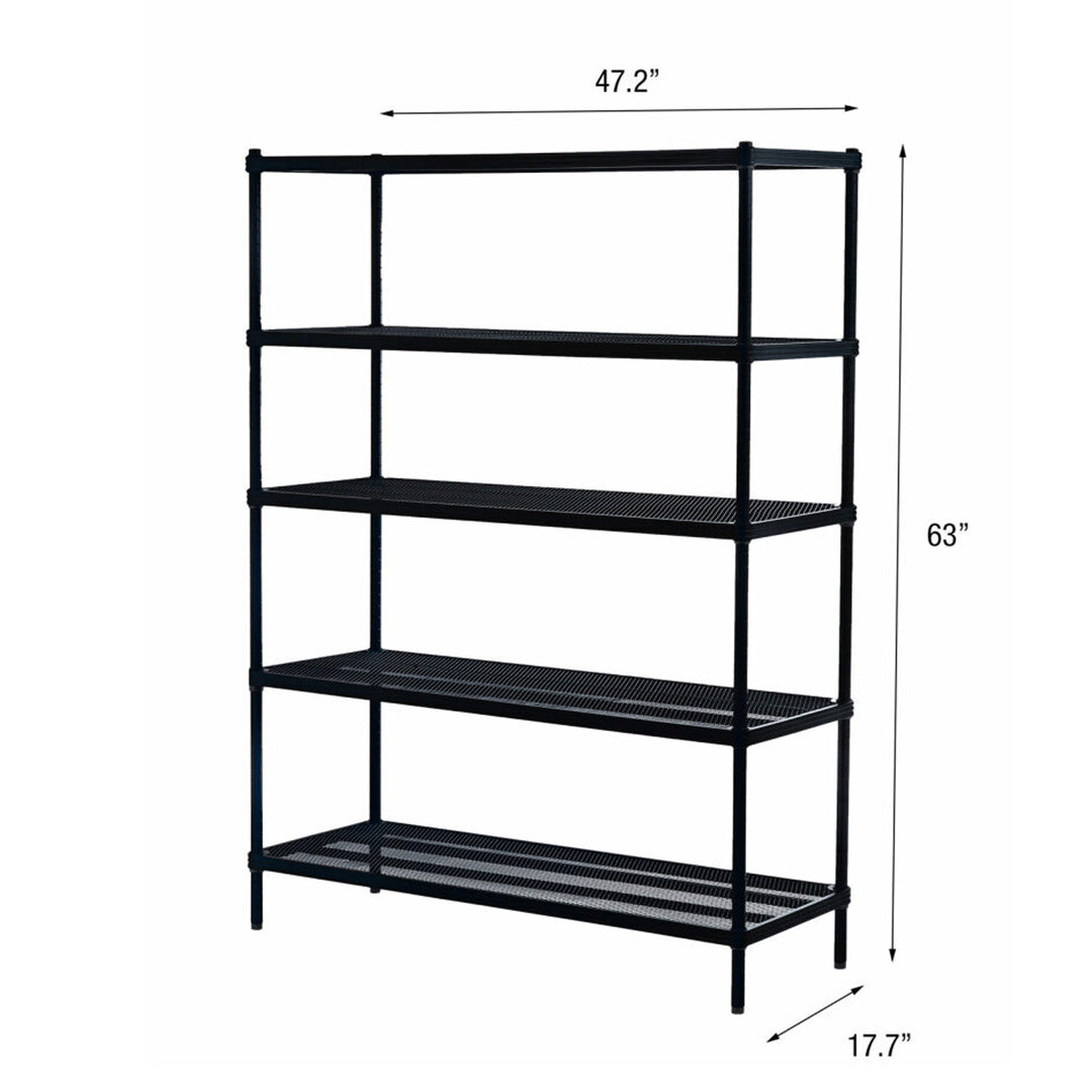 Design Ideas MeshWorks 5 Tier Full-Size Metal Storage Shelving Unit Rack, Black