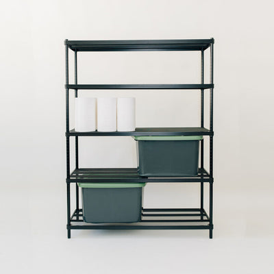 Design Ideas 5 Tier Full-Size Metal Storage Shelving Unit Rack, Black (Open Box)