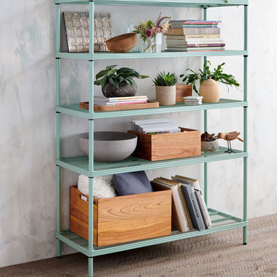 Design Ideas MeshWorks 5 Tier Full-Size Metal Storage Shelving Unit Rack, Sage