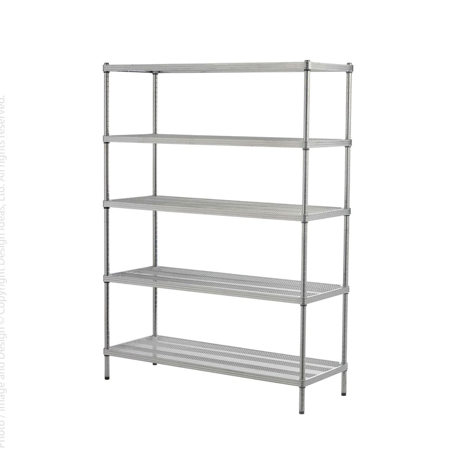 Design Ideas MeshWorks 5 Tier Full-Size Metal Storage Shelving Unit Rack, Silver - VMInnovations