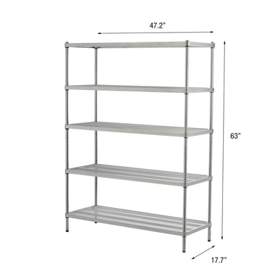 Design Ideas 5 Tier Full-Size Metal Storage Shelving Unit Rack, Silver(Open Box)