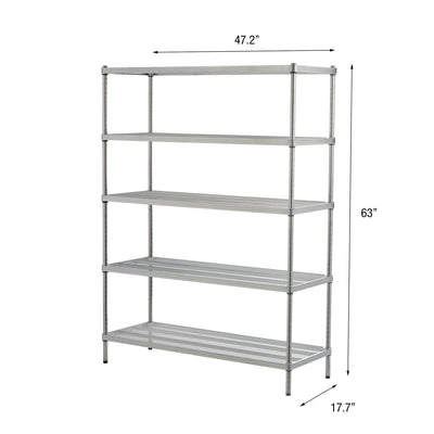 Design Ideas MeshWorks 5 Tier Full-Size Metal Storage Shelving Unit Rack, Silver