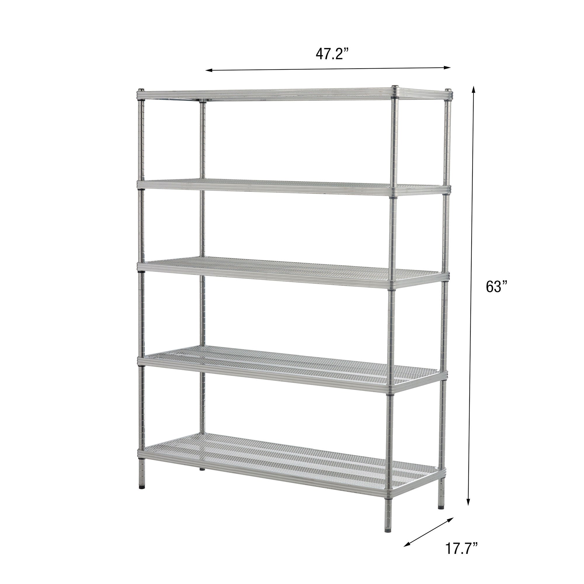Design Ideas 5 Tier Full-Size Metal Storage Shelving Unit Rack, Silver(Open Box) - VMInnovations