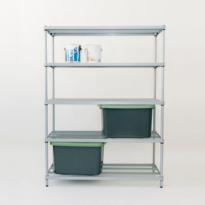 Design Ideas 5 Tier Full-Size Metal Storage Shelving Unit Rack, Silver (Used)