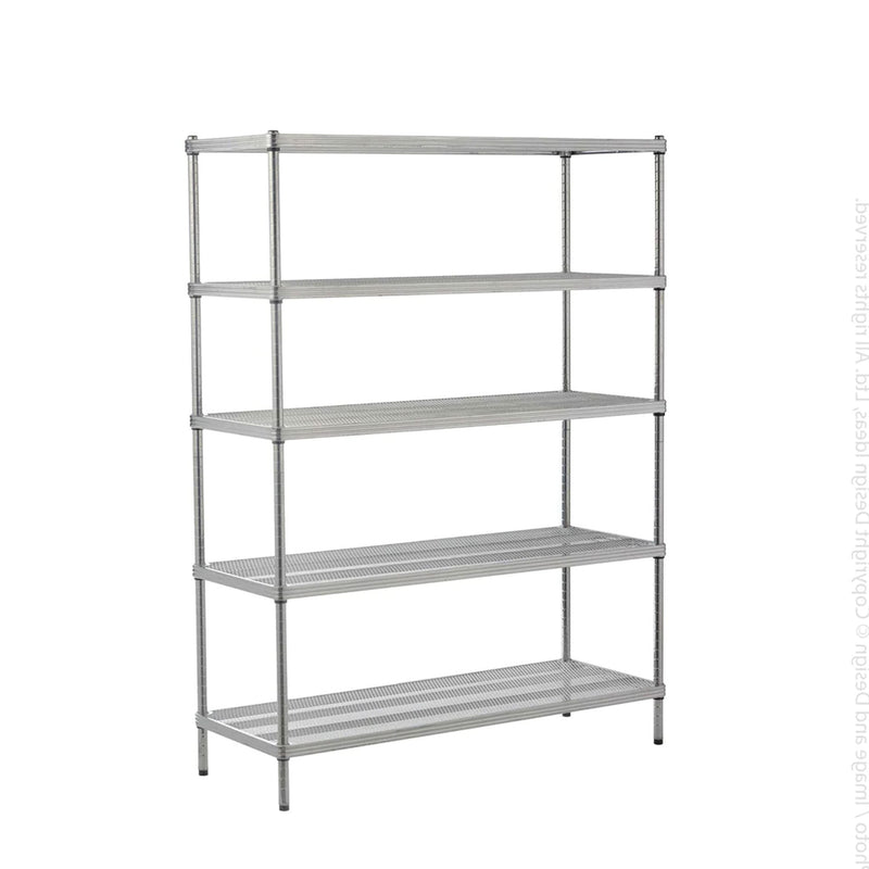 Design Ideas 5 Tier Full-Size Metal Storage Shelving Unit Rack, Silver(Open Box)