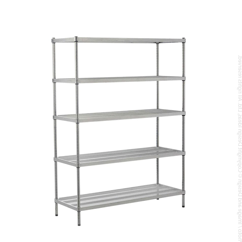 Design Ideas MeshWorks 5 Tier Full-Size Metal Storage Shelving Unit Rack, Silver