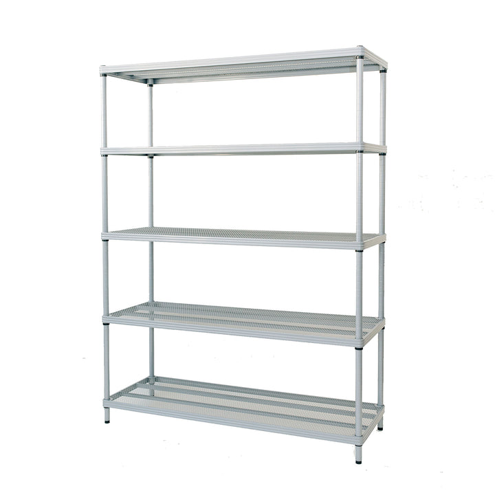 Design Ideas MeshWorks 5 Tier Full-Size Metal Storage Shelving Unit Rack, Silver