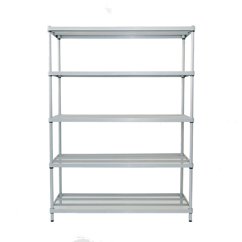 Design Ideas 5 Tier Full-Size Metal Storage Shelving Unit Rack, Silver (Used)