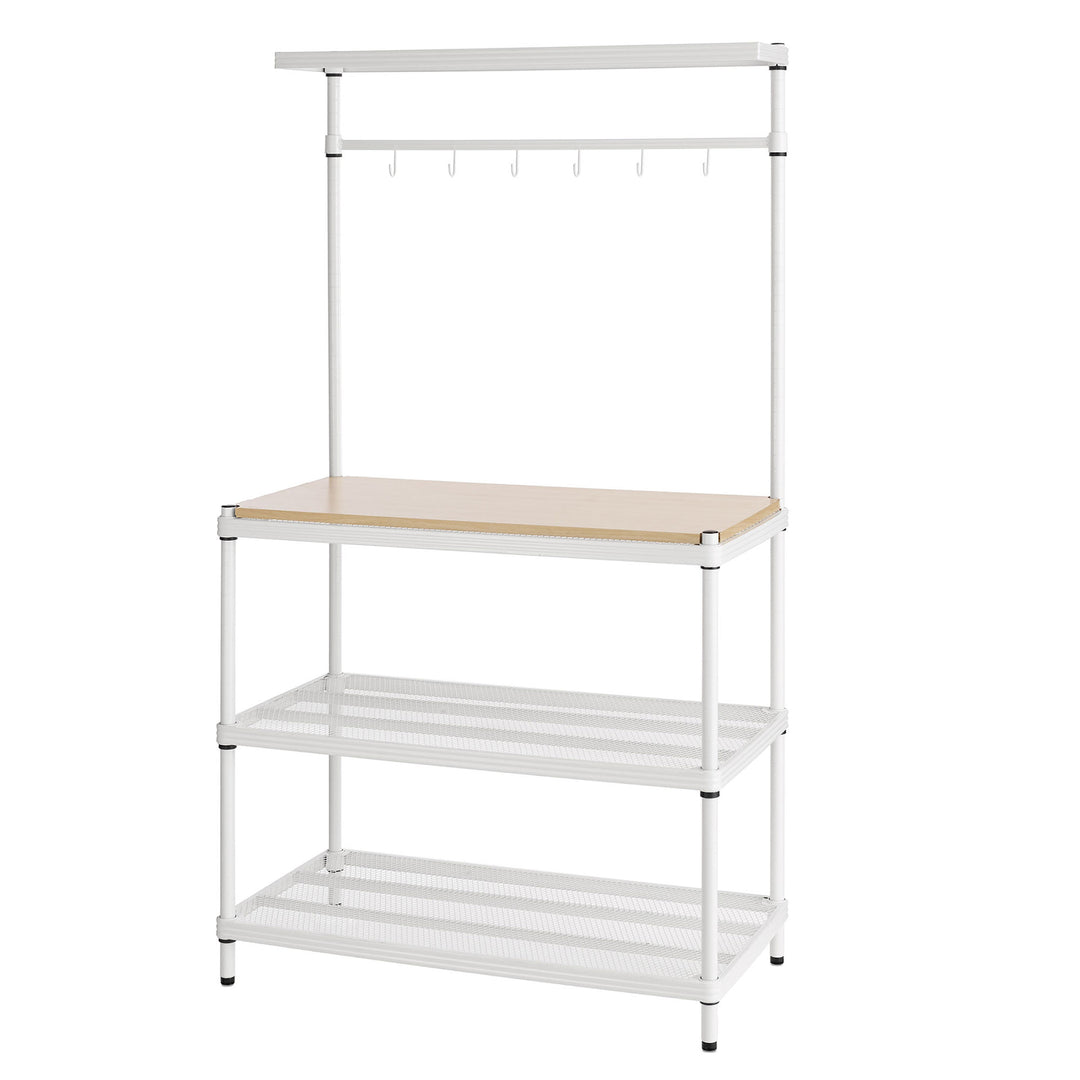 Design Ideas Metal Storage Utility Wood Top Shelving Unit Rack, White (Open Box)