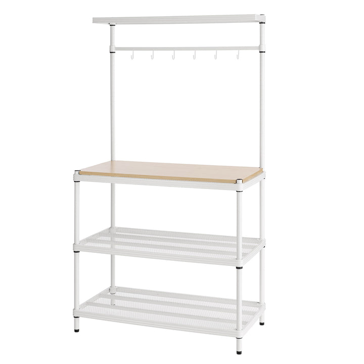 Design Ideas Metal Storage Utility Wood Top Shelving Unit Rack, White (Open Box) - VMInnovations