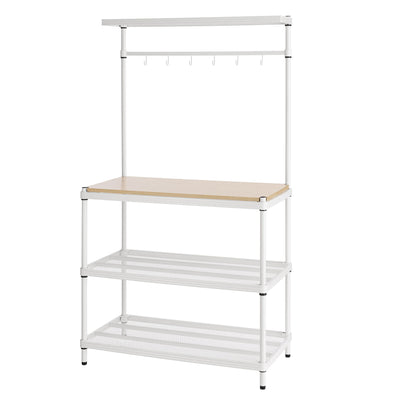 Design Ideas Metal Storage Utility Wood Top Shelving Unit Rack, White (Open Box) - VMInnovations
