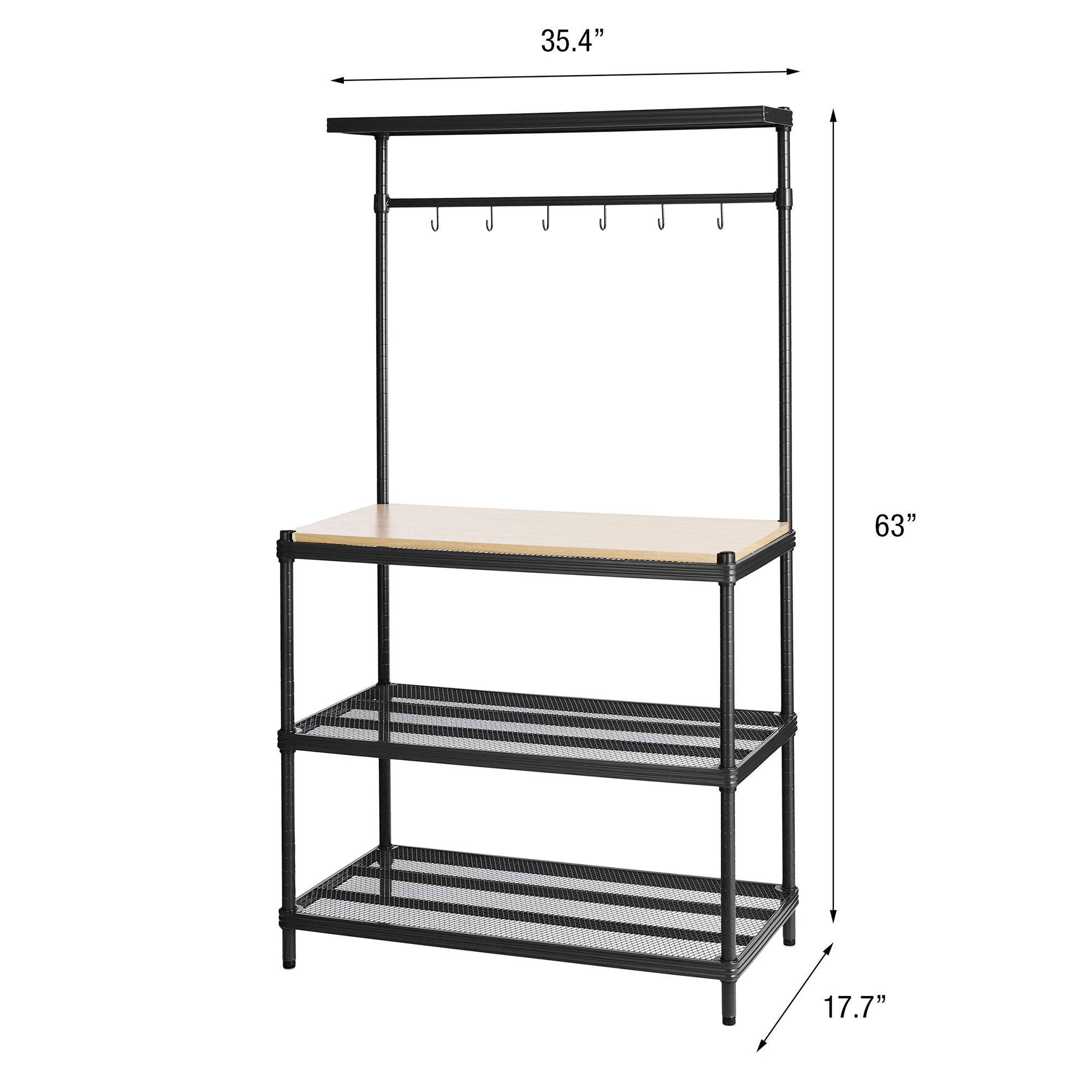 Design Ideas Metal Storage Utility Wood Top Shelving Unit Rack, Black (Used) - VMInnovations