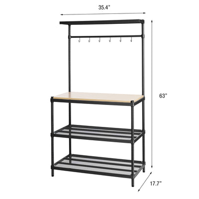 Design Ideas Metal Storage Utility Wood Top Shelving Unit Rack, Black (Used) - VMInnovations