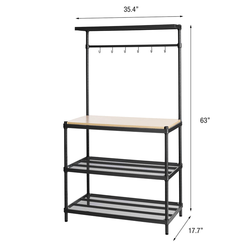 Design Ideas MeshWorks Metal Utility Wood Shelving Unit Rack, Black (Open Box)