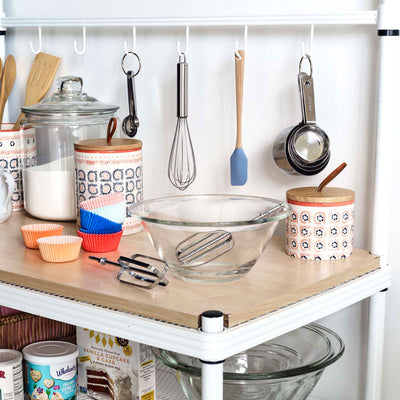 Design Ideas MeshWorks Metal Storage Wood Top Shelving Rack, Silver (Open Box)