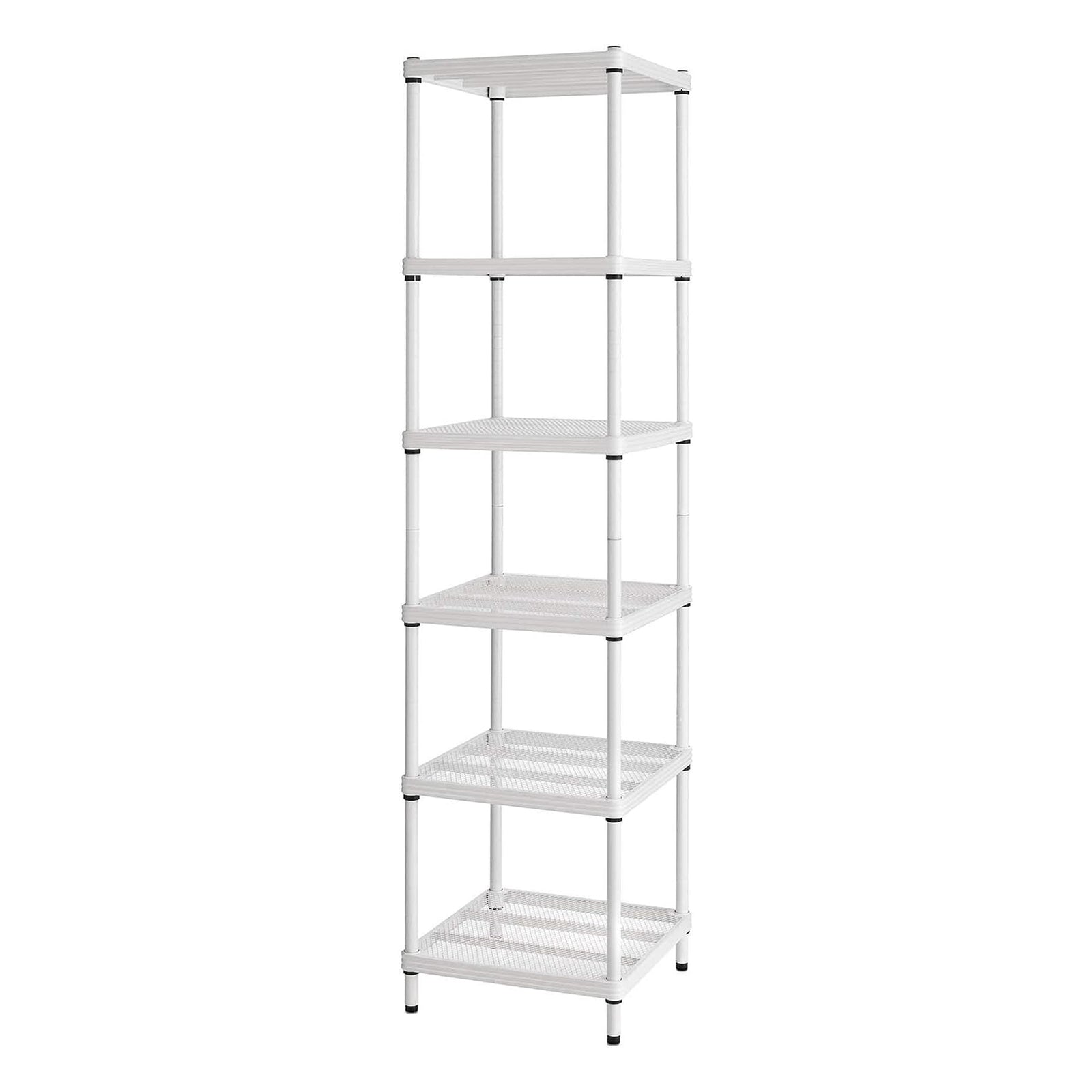 Design Ideas MeshWorks 6 Tier Tower Metal Storage Shelving Unit Rack, White - VMInnovations