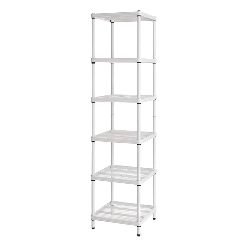 Design Ideas MeshWorks 6 Tier Tower Metal Storage Shelving Unit Rack, White