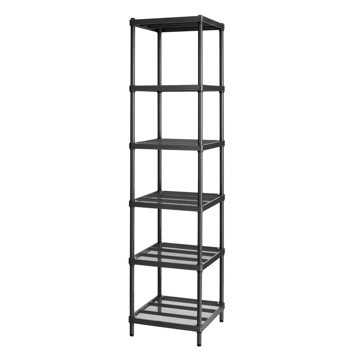 Design Ideas MeshWorks 6 Tier Tower Metal Storage Shelving Unit Rack, Black