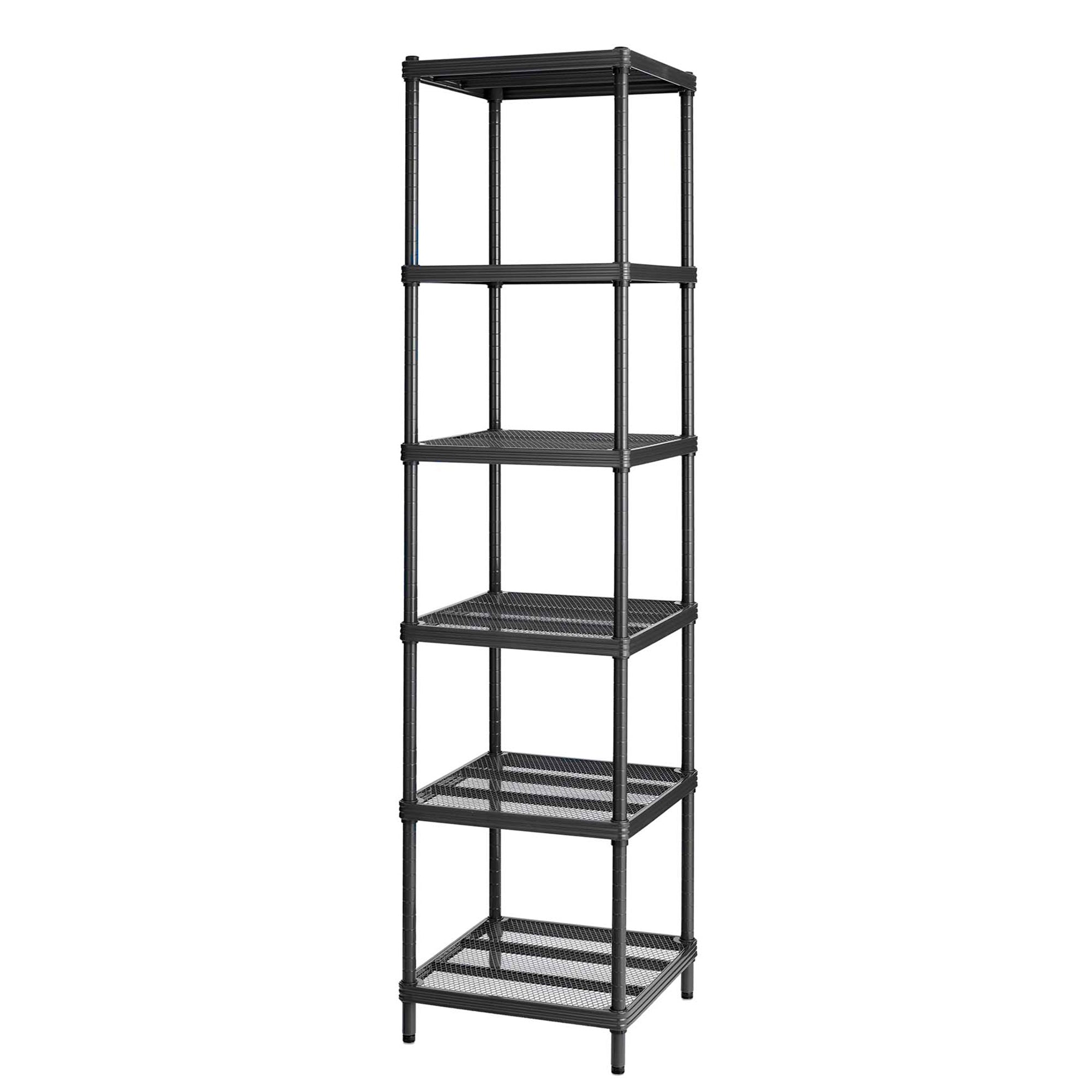 Design Ideas MeshWorks 6 Tier Tower Metal Storage Shelving Unit Rack, Black - VMInnovations