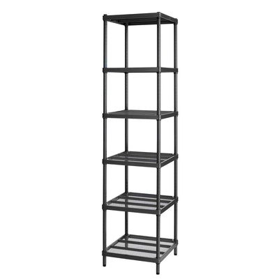 Design Ideas MeshWorks 6 Tier Tower Metal Storage Shelving Unit Rack, Black - VMInnovations