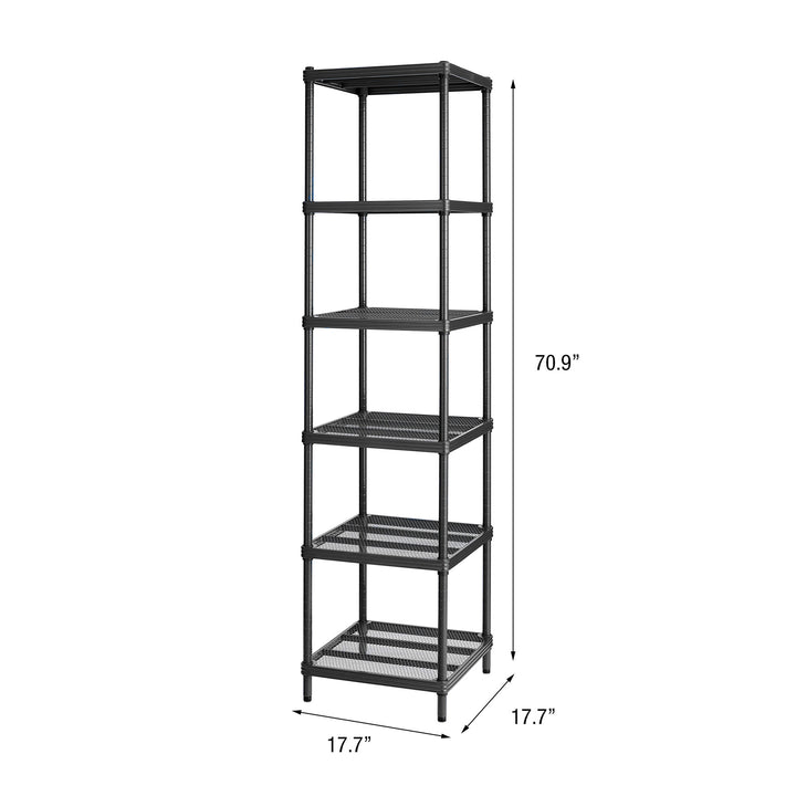 Design Ideas MeshWorks 6 Tier Tower Metal Storage Shelving Unit Rack, Black