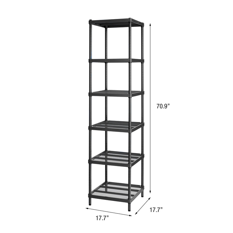 Design Ideas MeshWorks 6 Tier Tower Metal Storage Shelving Rack, Black(Open Box)