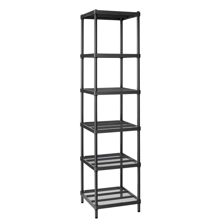 Design Ideas MeshWorks 6 Tier Tower Metal Storage Shelving Unit Rack, Black