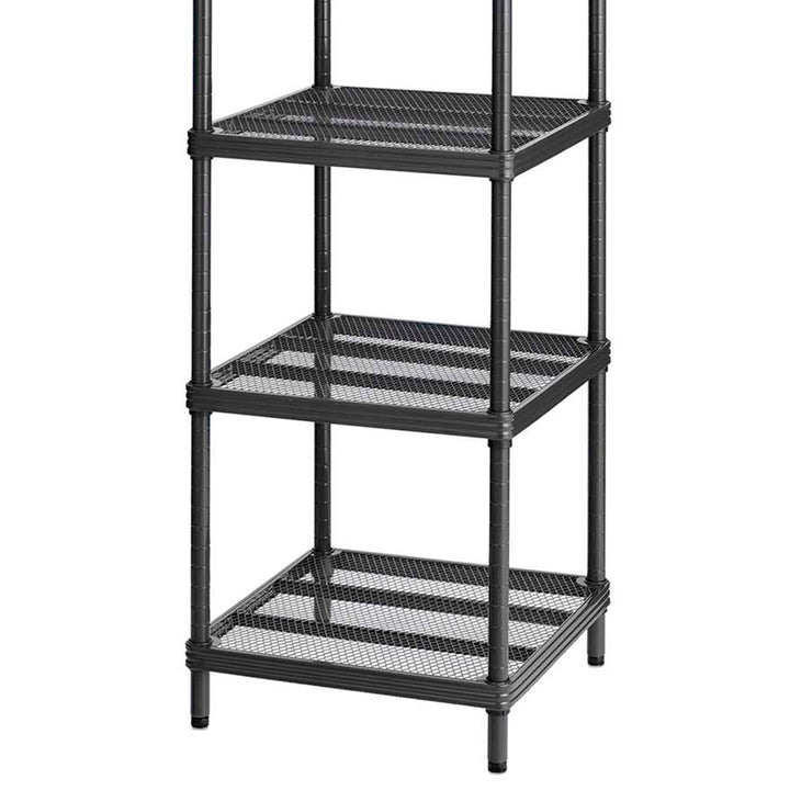 Design Ideas MeshWorks 6 Tier Tower Metal Storage Shelving Unit Rack, Black