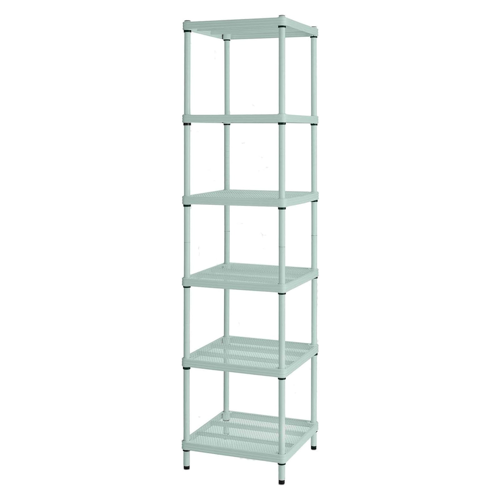 Design Ideas MeshWorks 6 Tier Tower Metal Storage Shelving Unit Rack, Green - VMInnovations