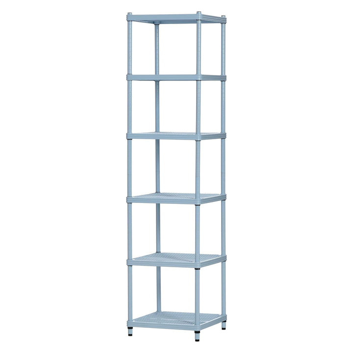 Design Ideas MeshWorks 6 Tier Tower Metal Storage Shelving Unit Rack, Sky Blue