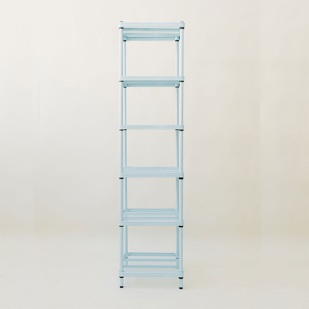 Design Ideas MeshWorks 6 Tier Tower Metal Storage Shelving Unit Rack, Sky Blue