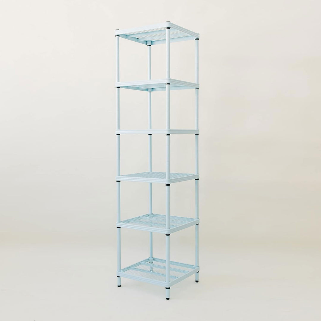 Design Ideas MeshWorks 6 Tier Tower Metal Storage Shelving Unit Rack, Sky Blue