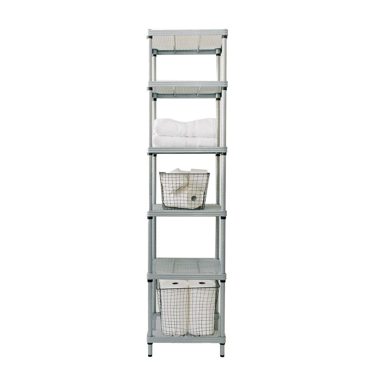 Design Ideas 6 Tier Tower Metal Storage Shelving Unit Rack, Silver (Open Box)