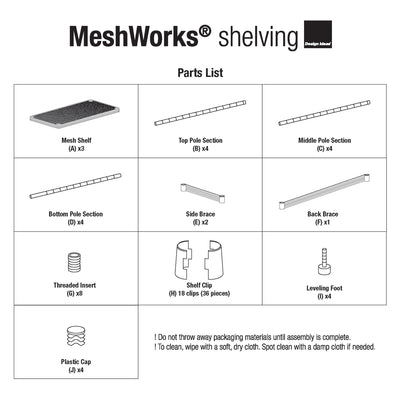 Design Ideas MeshWorks 3 Tier Metal Bathroom Storage Unit Rack(Open Box)