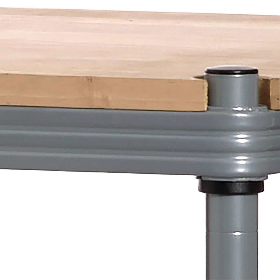 Design Ideas MeshWorks Metal Storage Wood Top Workbench Shelving Unit, Silver - VMInnovations