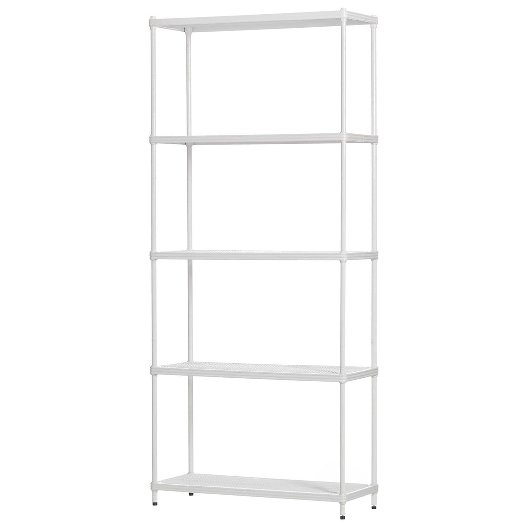 Design Ideas MeshWorks 5 Tier Metal Storage Shelving Unit Rack Bookshelf, White