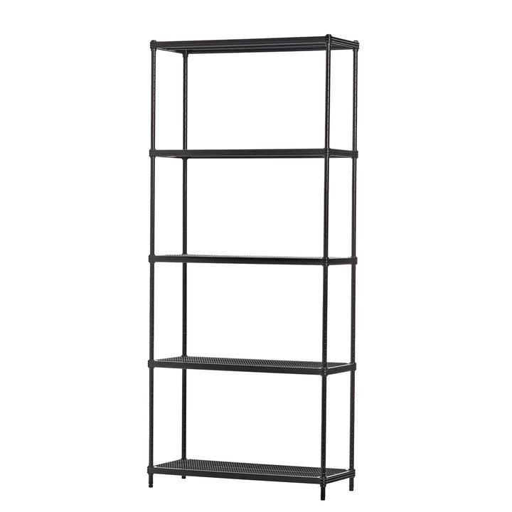 Design Ideas MeshWorks 5 Tier Metal Storage Shelving Unit Rack Bookshelf, Black