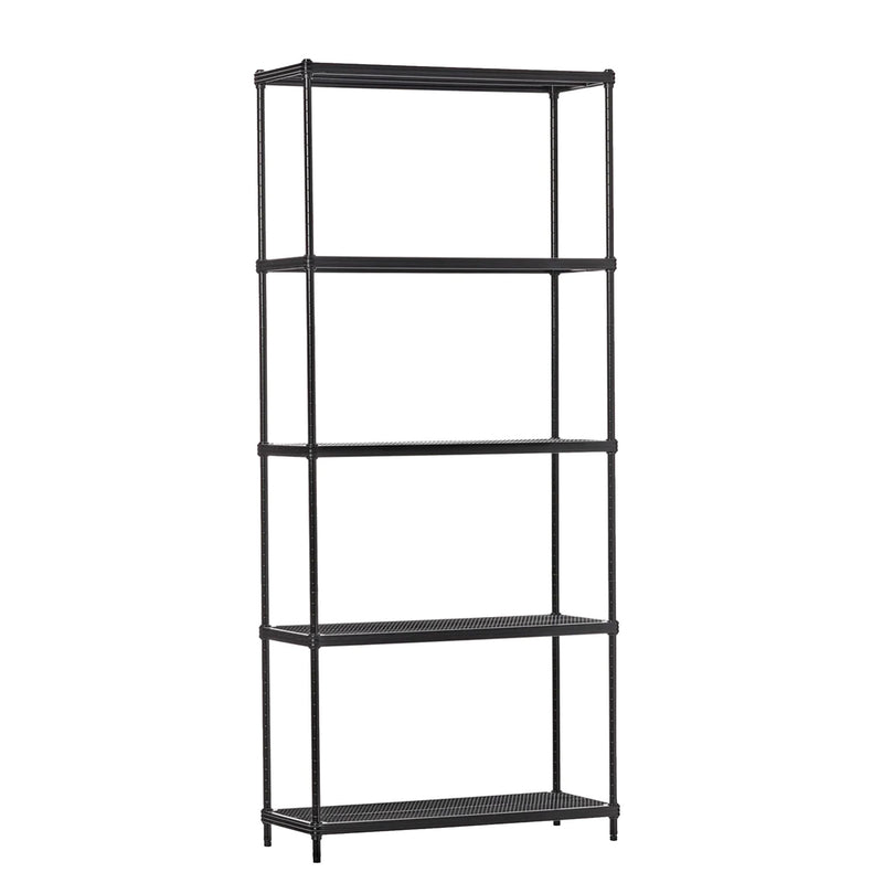 Design Ideas MeshWorks 5 Tier Metal Storage Shelving Unit Rack Bookshelf, Black