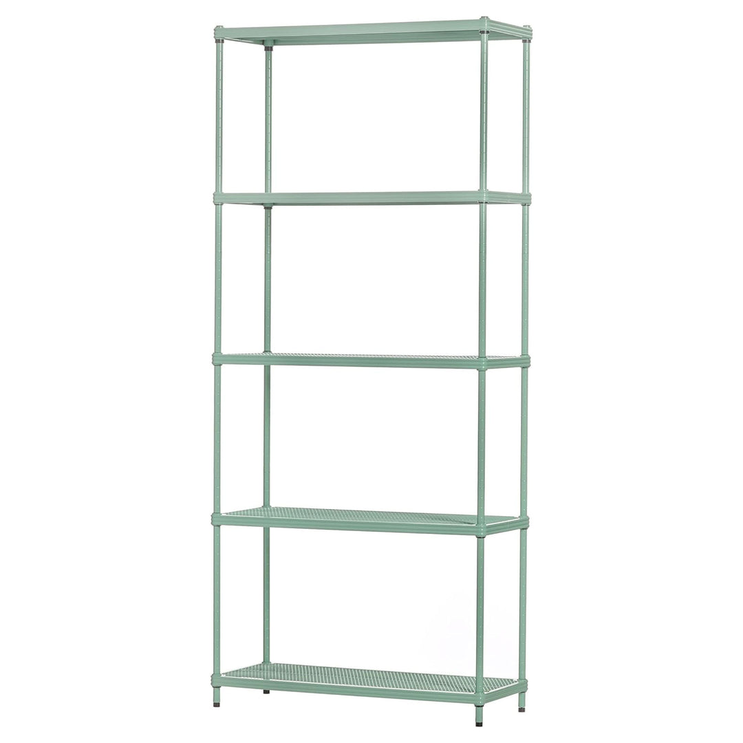 Design Ideas MeshWorks 5 Tier Metal Storage Shelving Unit Rack Bookshelf, Green