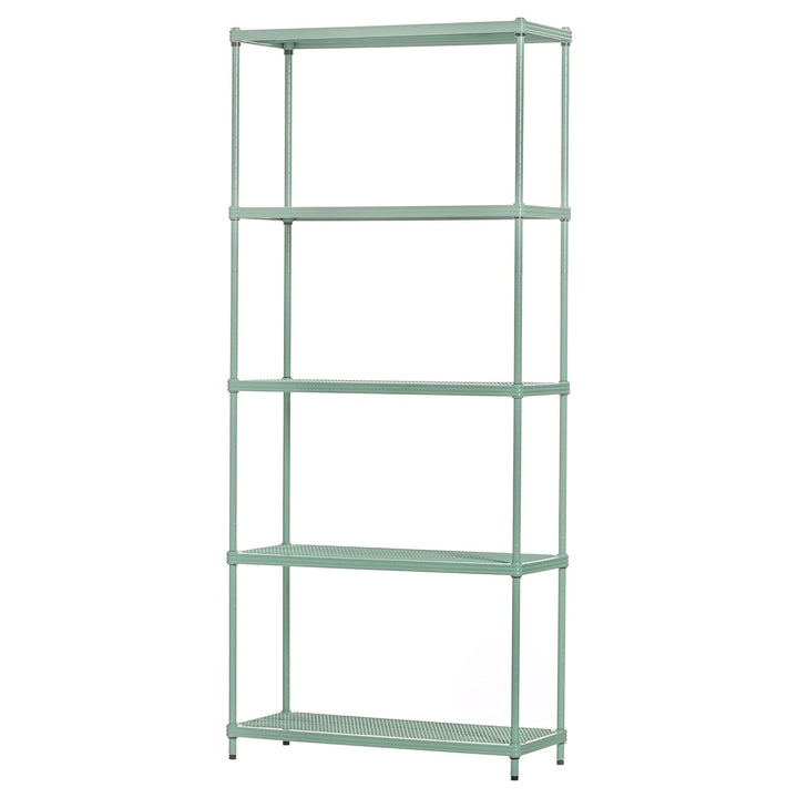 Design Ideas 5 Tier Metal Storage Shelving Unit Rack Bookshelf, Green(For Parts)