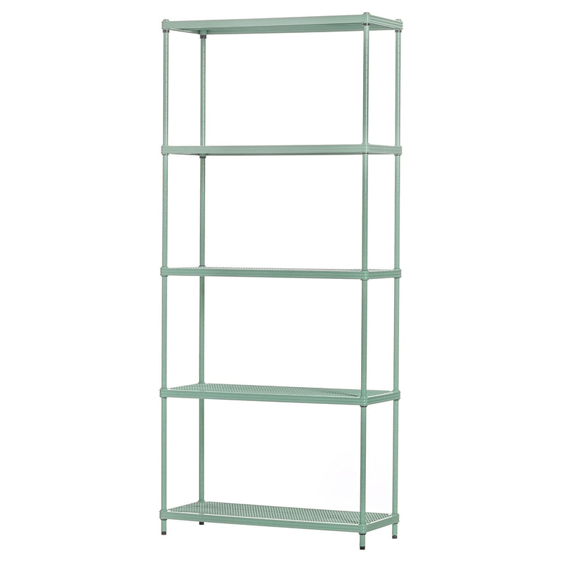 Design Ideas 5 Tier Metal Storage Shelving Unit Rack Bookshelf, Green(For Parts)